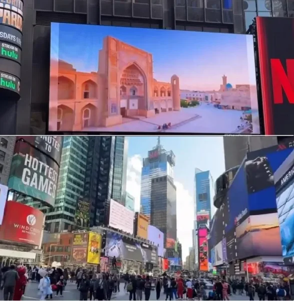 Uzbekistan’s tourism potential is being promoted on screens at Times Square in New York City.
